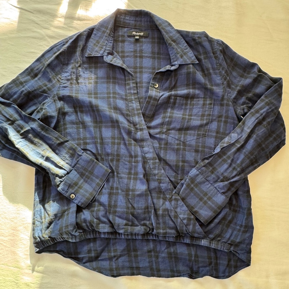Madewell Navy/Black Button Wrap Long-sleeve